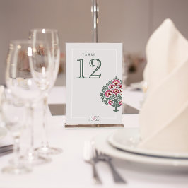 Mughal Floral Wedding Tischnummer Card - Elegant