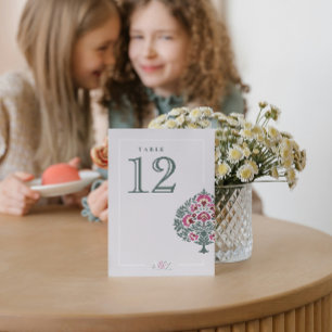 Mughal Florale Hochzeit Tischnummernkarte – Elegan Tischnummer