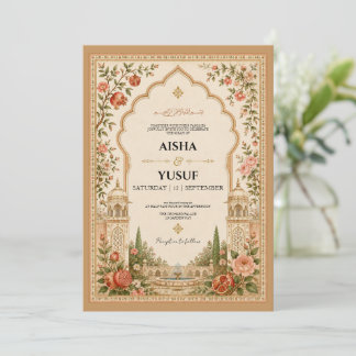 Mughal-Garten islamisch | Luxuriöse Nikah-Einladun Einladung
