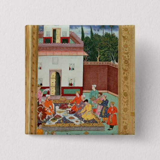 Mughal Kaiser, der in einem Hof genießt Button (Vorderseite)