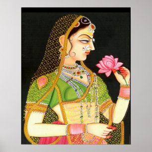 mughal Kunst, indisches Mädchen Poster