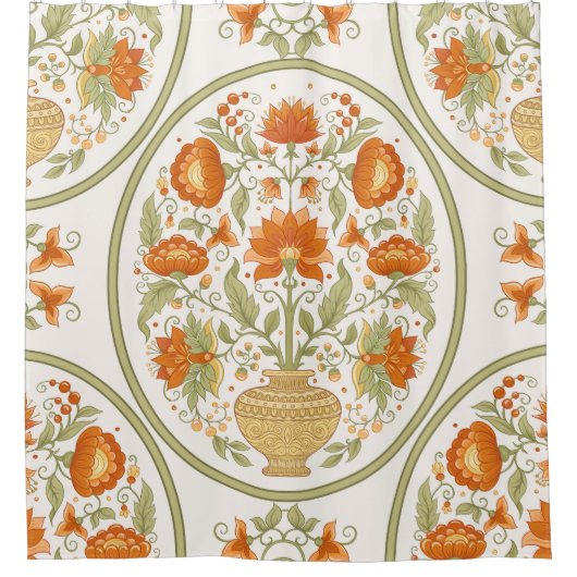 Mughal Motif Fantasy Blume Muster Duschvorhang (Vorderseite)