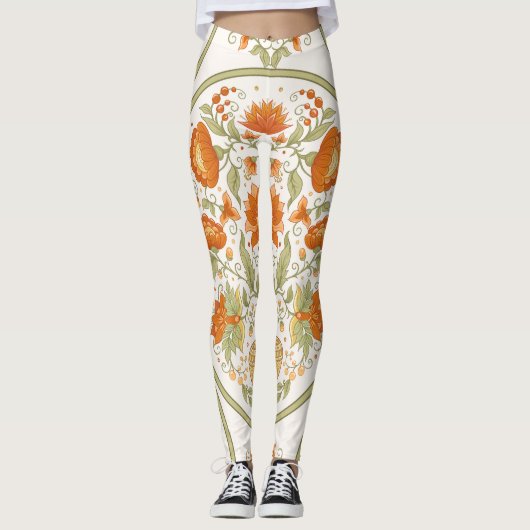Mughal Motif Fantasy Blume Muster Leggings (Vorderseite)
