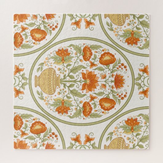 Mughal Motif Fantasy Blume Muster Puzzle (Horizontal)