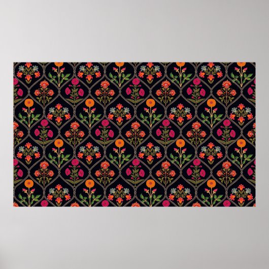 mughal Motiv Kani Look ornament pattern multicolo Poster (Vorne)