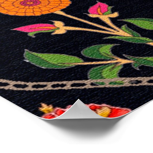 mughal Motiv Kani Look ornament pattern multicolo Poster (Ecke)