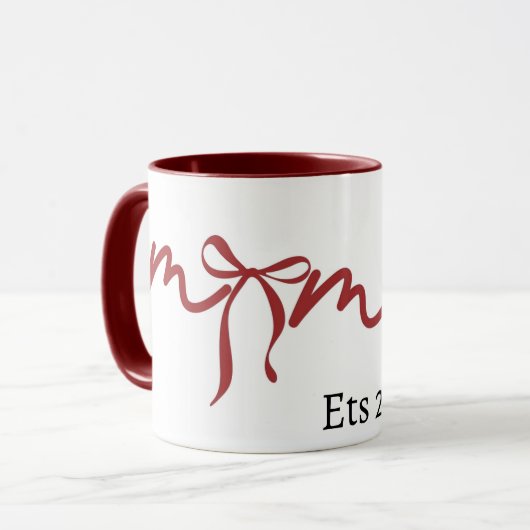MugMama Bow Mug 2026 Cute Gift for Mom Minimalist Tasse (Vorderseite Links)