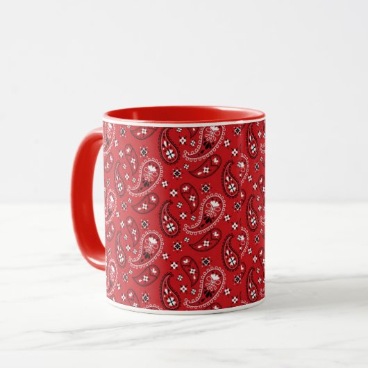 MugPaisley Muster mit rotem Hintergrund-23214 Tasse (Vorderseite Links)