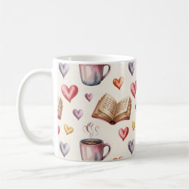 Mugs, Bücher und Herzen Valentinstag Kaffeetasse