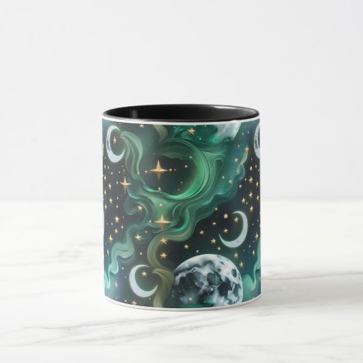 Mugs – Emerald Green Celestial Moon Phase Luxury Tasse (Zentrum)