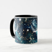 Mugs – Icy Blue Celestial Moon Phase Luxury Coffee Tasse (Vorderseite Links)