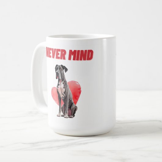 Mugs Never Mind Kaffeetasse (Vorderseite Links)
