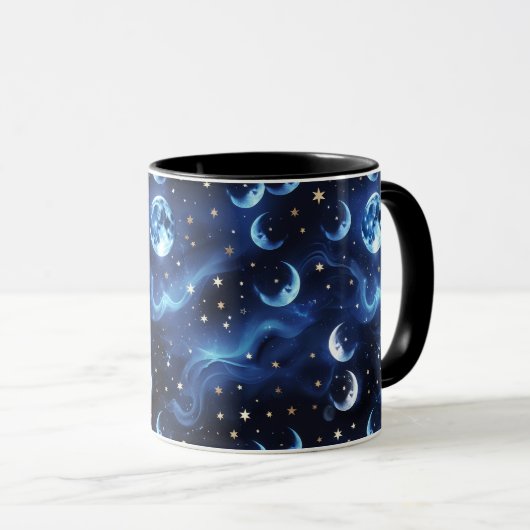 Mugs – Sapphire Blue Celestial Moon Phase Luxury  Tasse (VorderseiteRechts)