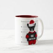 Mugshot Bad Santa's Dog Funny Christmas Zweifarbige Tasse (VorderseiteRechts)