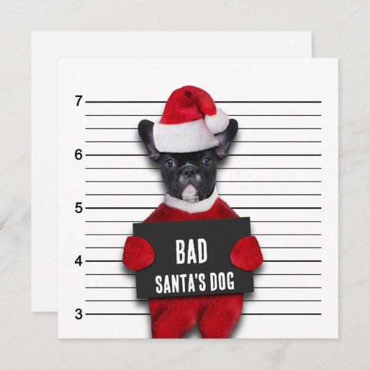 Mugshot Bad Santa's Funny Dog Weihnachten Einladung (Vorne/Hinten)