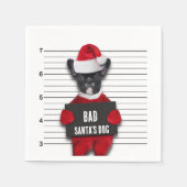 Mugshot Bad Santa's Funny Dog Weihnachten Serviette (Vorderseite)