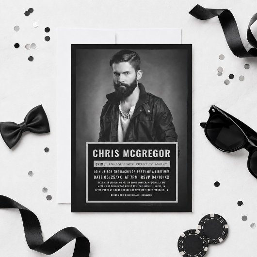 Mugshot Board Bachelor Party Einladung