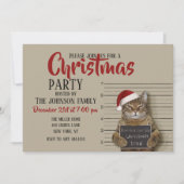 Mugshot Cat Christmas Einladung (Vorderseite)