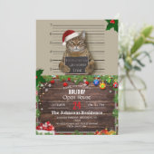 Mugshot Cat Christmas Einladung (Stehend Vorderseite)