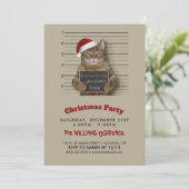 Mugshot Cat Christmas Einladung (Stehend Vorderseite)