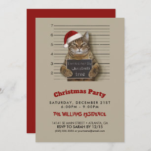 Mugshot Cat Christmas Einladung