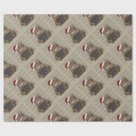 Mugshot Cat Christmas Geschenkpapier (Flach)