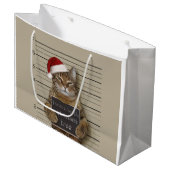 Mugshot Cat Christmas Große Geschenktüte (Vorderseite Schrägansicht)