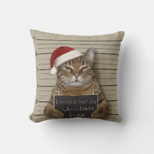 Mugshot Cat Christmas Kissen