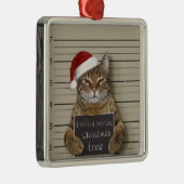 Mugshot Cat Christmas Ornament Aus Metall (Rechts)