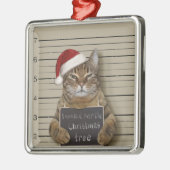 Mugshot Cat Christmas Ornament Aus Metall (Links)
