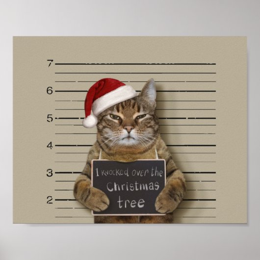 Mugshot Cat Christmas Poster (Vorne)