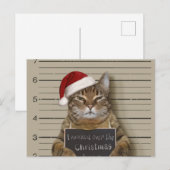 Mugshot Cat Christmas Postkarte (Vorne/Hinten)