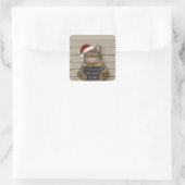 Mugshot Cat Christmas Quadratischer Aufkleber (Tasche)