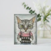 Mugshot eines Katzenverbrechers Postkarte (Stehend Vorderseite)