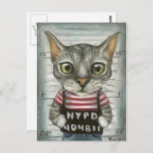 Mugshot eines Katzenverbrechers Postkarte (Vorne/Hinten)