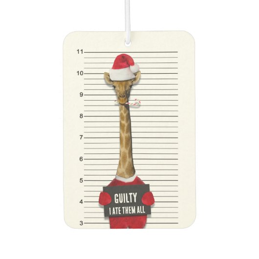Mugshot Guilty Giraffe Funny Christmas Autolufterfrischer (Vorderseite)
