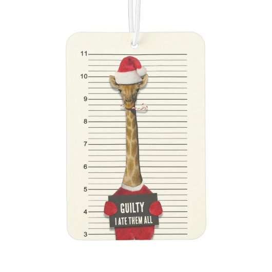 Mugshot Guilty Giraffe Funny Christmas Autolufterfrischer (Rückseite)