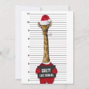 Mugshot Guilty Giraffe Funny Christmas Feiertagskarte