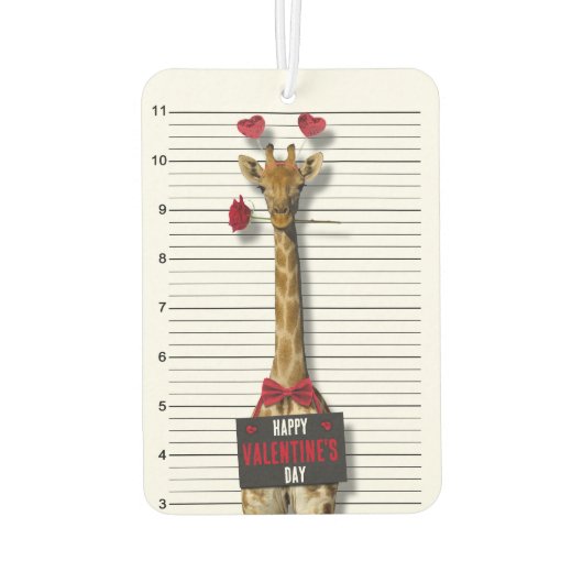 Mugshot Guilty Giraffe Funny Happy Valentine's Day Autolufterfrischer (Rückseite)