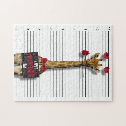 Mugshot Guilty Giraffe Funny Happy Valentine's Day Puzzle (Horizontal)