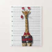 Mugshot Guilty Giraffe Funny Happy Valentine's Day Puzzle (Vertikal)