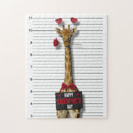 Mugshot Guilty Giraffe Funny Happy Valentine's Day Puzzle