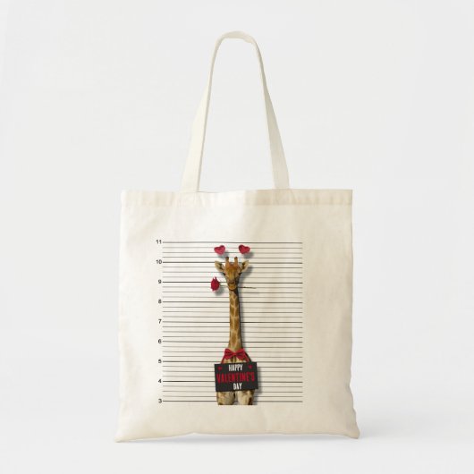 Mugshot Guilty Giraffe Happy Valentine's Day Funny Tragetasche (Vorne)