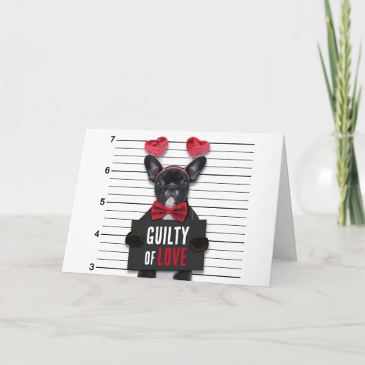 Mugshot Guilty Liebe Hund Funny Valentine's Day Karte (Vorderseite)