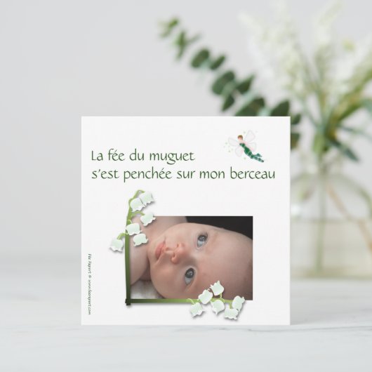 Muguet-Fee-Geburt Ankündigung (Stehend Vorderseite)
