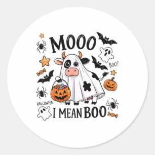Muh, ich meine Buh, gruselige Kuh Halloween Grusel Runder Aufkleber