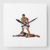 Muhammad Ali  Quadratische Wanduhr (Vorderseite)