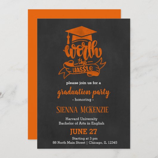 Mühe - Orange Einladung (Vorne/Hinten)