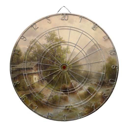 Mühle auf einem Bergbach (von Albert Rieger) Dartscheibe (vorne)