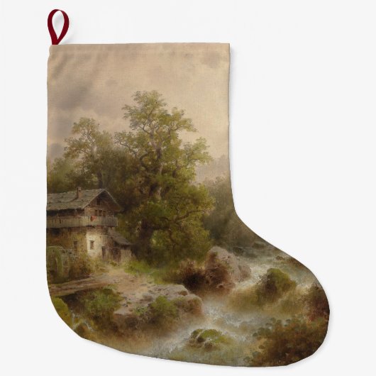 Mühle auf einem Bergbach (von Albert Rieger) Großer Weihnachtsstrumpf (Vorderseite)
